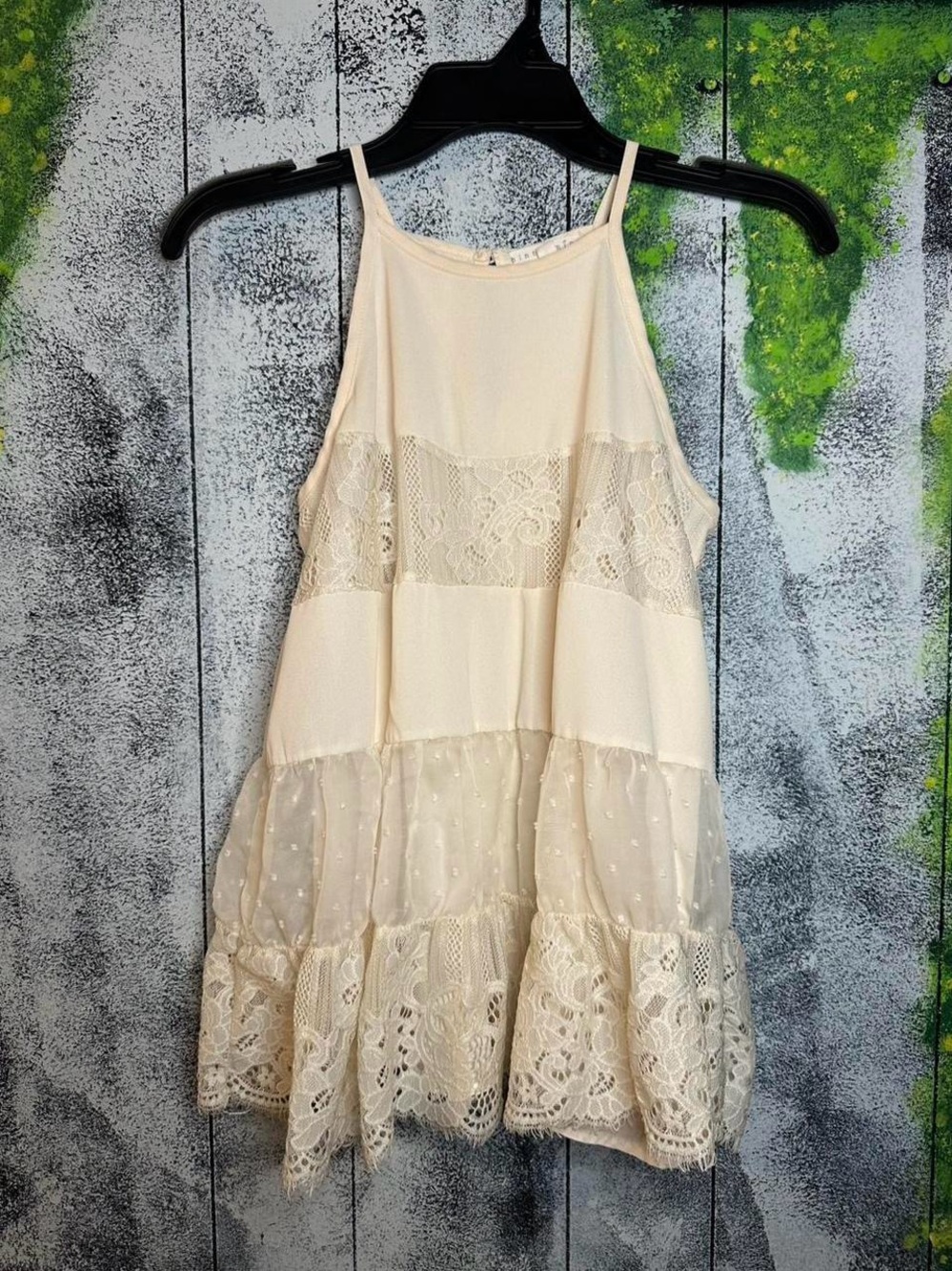 Cream Lace Tiered Spaghetti Strap Cami Tank Top
